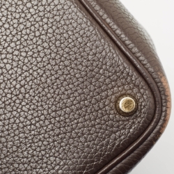 Pre Owned Hermes Chocolat/Ebene Taurillon Clemence Leather and Alligator Touch Picotin Lock 18 Bag