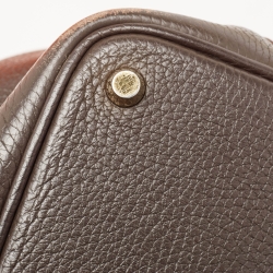 Pre Owned Hermes Chocolat/Ebene Taurillon Clemence Leather and Alligator Touch Picotin Lock 18 Bag