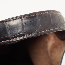 Pre Owned Hermes Chocolat/Ebene Taurillon Clemence Leather and Alligator Touch Picotin Lock 18 Bag