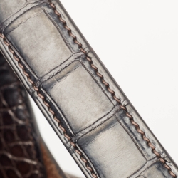 Pre Owned Hermes Chocolat/Ebene Taurillon Clemence Leather and Alligator Touch Picotin Lock 18 Bag