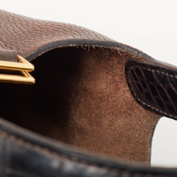 Pre Owned Hermes Chocolat/Ebene Taurillon Clemence Leather and Alligator Touch Picotin Lock 18 Bag