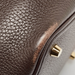 Pre Owned Hermes Chocolat/Ebene Taurillon Clemence Leather and Alligator Touch Picotin Lock 18 Bag