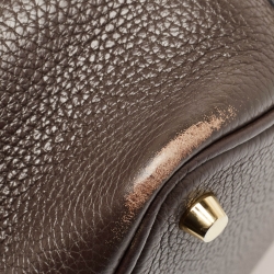 Pre Owned Hermes Chocolat/Ebene Taurillon Clemence Leather and Alligator Touch Picotin Lock 18 Bag