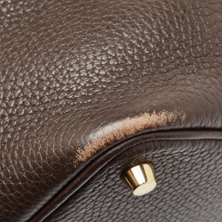 Pre Owned Hermes Chocolat/Ebene Taurillon Clemence Leather and Alligator Touch Picotin Lock 18 Bag