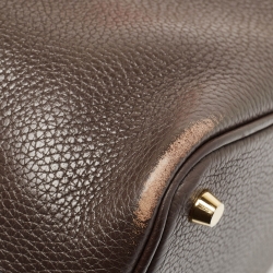 Pre Owned Hermes Chocolat/Ebene Taurillon Clemence Leather and Alligator Touch Picotin Lock 18 Bag