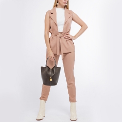 Pre Owned Hermes Chocolat/Ebene Taurillon Clemence Leather and Alligator Touch Picotin Lock 18 Bag