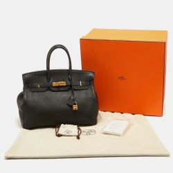 Hermes Noir Togo Leather Gold Finish Birkin 35 Bag