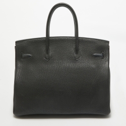 Hermes Noir Togo Leather Gold Finish Birkin 35 Bag