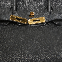 Hermes Noir Togo Leather Gold Finish Birkin 35 Bag