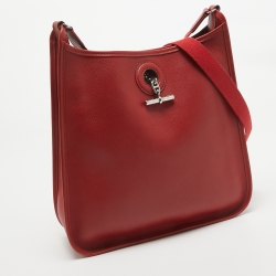 Pre Owned Hermes Rouge Vif Epsom Leather Vespa PM Bag