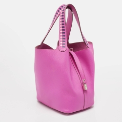 Pre Owned Hermes Magnolia/Bleu Saphir/Craie Epsom Leather Picotin Lock Tressage Bag