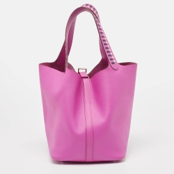 Pre Owned Hermes Magnolia/Bleu Saphir/Craie Epsom Leather Picotin Lock Tressage Bag