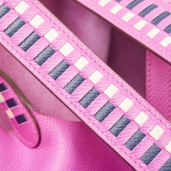 Pre Owned Hermes Magnolia/Bleu Saphir/Craie Epsom Leather Picotin Lock Tressage Bag