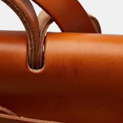 Pre Owned Hermes Brown Leather and Toile Canvas Herbag MM Tote Bag