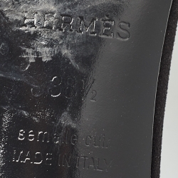 مملوكة مسبقًا Hermes Black Suede Embellished Oasis Slide Sandals Size 38.5