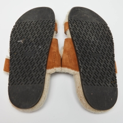 Hermes Brown Suede Shearling Fur Chypre Sandals Size 40