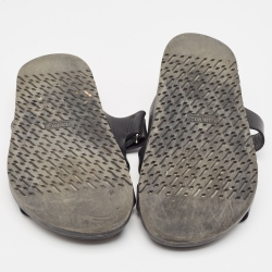 Pre Owned Hermes Black Leather Chypre Sandals Size 37