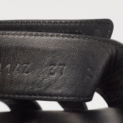 Pre Owned Hermes Black Leather Chypre Sandals Size 37