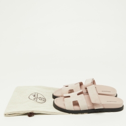 Pre Owned Hermes Pink Suede Chypre Sandals Size 37