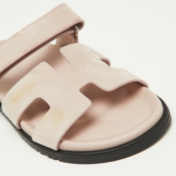 Pre Owned Hermes Pink Suede Chypre Sandals Size 37