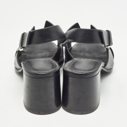 Hermes Black Leather Eris Slingback Sandals Size 38