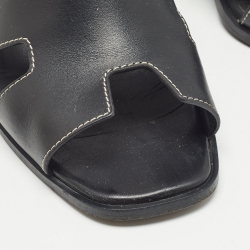 Hermes Black Leather Eris Slingback Sandals Size 38