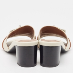 Hermes Cream/Brown Leather Gigi Slide Sandals Size 39
