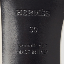 Hermes Cream/Brown Leather Gigi Slide Sandals Size 39
