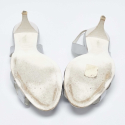 مملوكة مسبقًا صندل هيرمس نايت جلد برونزي ميتاليك كعب مفتوح مقاس 36