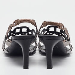 Hermes Tricolor Leather Vera Slingback Sandals Size 38