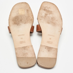Hermes Brown Leather Oran Flat Slides Size 42