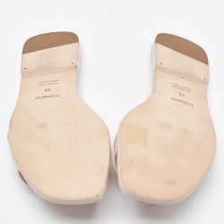 Pre Owned Hermès Pink Leather Oran Flat Slides Size 42