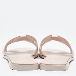 Pre Owned Hermès Pink Leather Oran Flat Slides Size 42