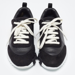 Pre Owned Hermès Black Suede and Leather Bouncing Sneakers Size 38