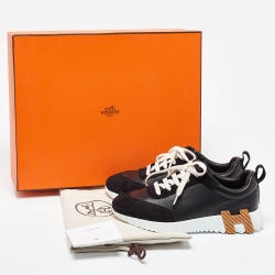 Pre Owned Hermès Black Suede and Leather Bouncing Sneakers Size 38