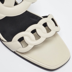 Hermes Cream Leather Figari Sandals Size 38