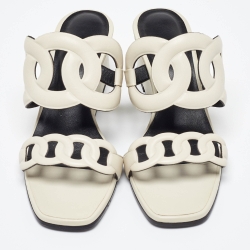 Hermes Cream Leather Figari Sandals Size 38