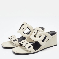 Hermes Cream Leather Figari Sandals Size 38