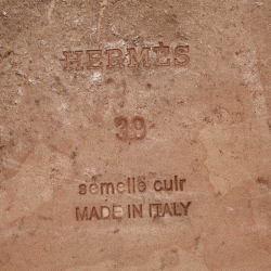 Pre Owned Hermes Brown Leather Oran Flat Sandals Size 39