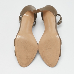 مملوكة مسبقًا Hermes Green Leather Premiere 70 Ankle Strap Sandals Size 38.5
