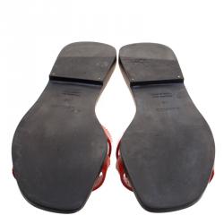 Pre Owned Hermes Orange Patent Leather Oran Sandals Size 40