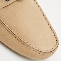 Pre Owned Hermes Beige Nubuck Leather Irving Loafers Size 42