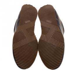 Hermes Dark Brown Leather Lace Up Sneakers Size 36.5