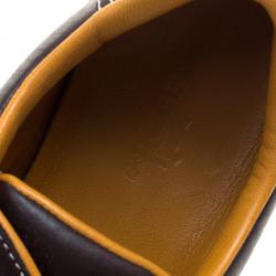 Hermes Dark Brown Leather Lace Up Sneakers Size 36.5