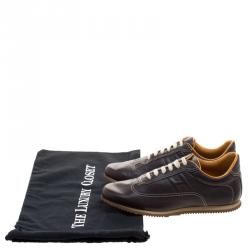 Hermes Dark Brown Leather Lace Up Sneakers Size 36.5