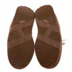 Hermes Brown Leather Quick Lace Up Sneakers Size 36