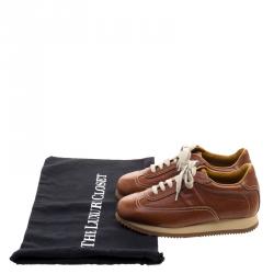 Hermes Brown Leather Quick Lace Up Sneakers Size 36