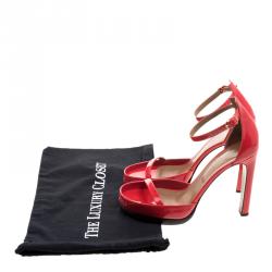 Hermes Red Patent Leather Ankle Strap Platform Sandals Size 40
