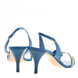 Hermes Green And Blue Leather Night Slingback Sandals Size 39