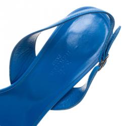 Hermes Green And Blue Leather Night Slingback Sandals Size 39